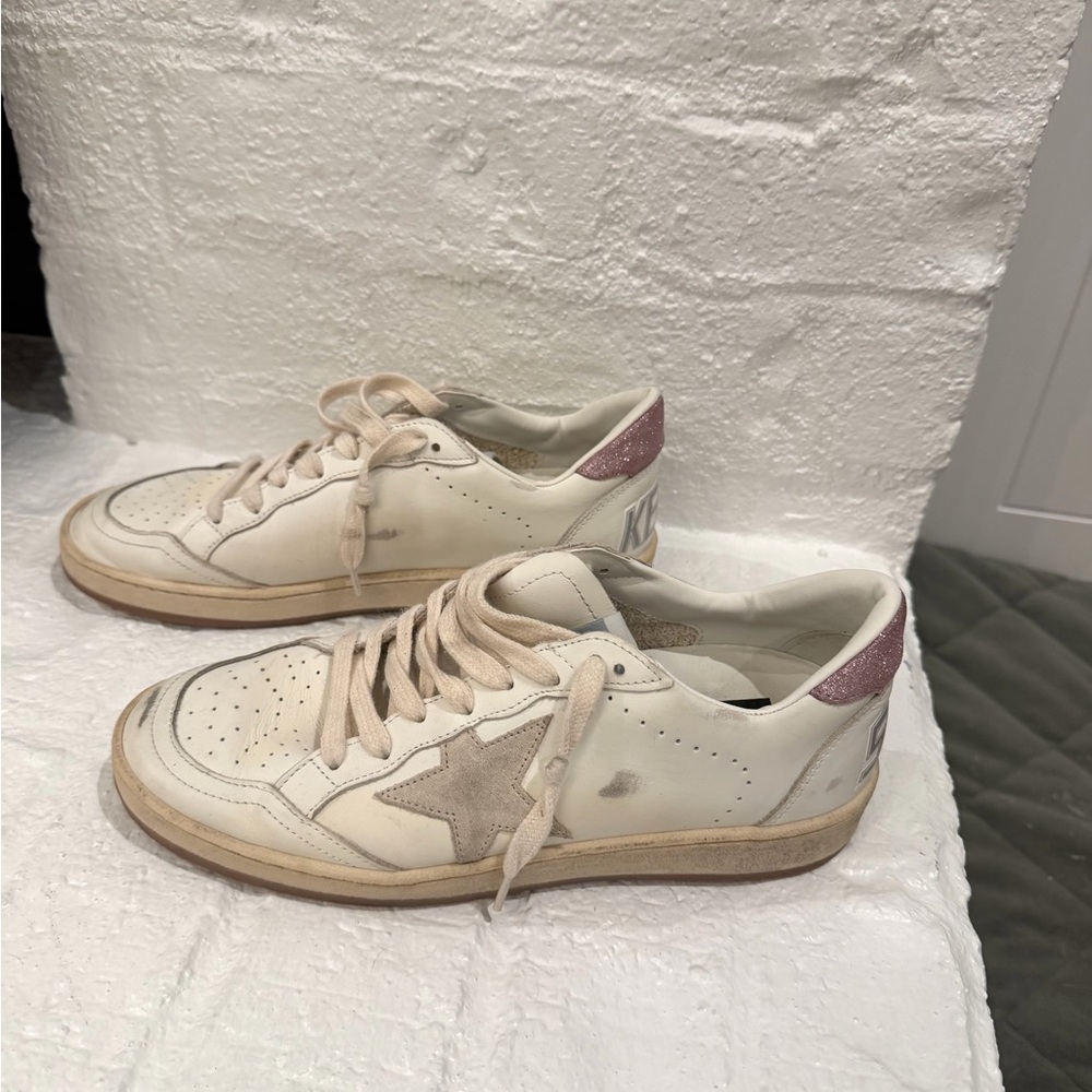 Golden Goose White and Pink ballStar Sneakers